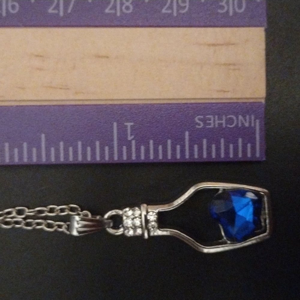 Blue Crystal Cubic Zirconia Wishing Bottle Necklace - Picture 4 of 6